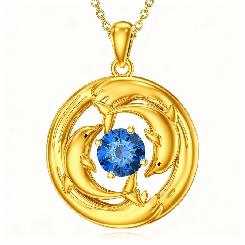 Collier pendentif dauphin en or 18 carats et zircon cubique-1