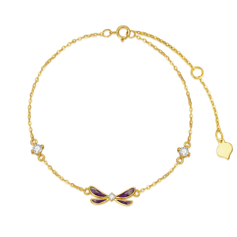 Libellen-Charm-Armband aus 18-karätigem Gold mit Zirkonia-1