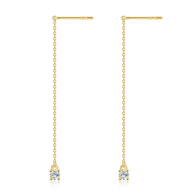 Boucles d'oreilles pendantes en or 18 carats et zirconiums cubiques-1