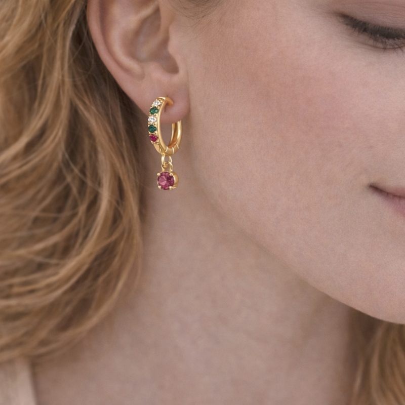Aretes colgantes de oro de 14 quilates con circonitas cúbicas-2