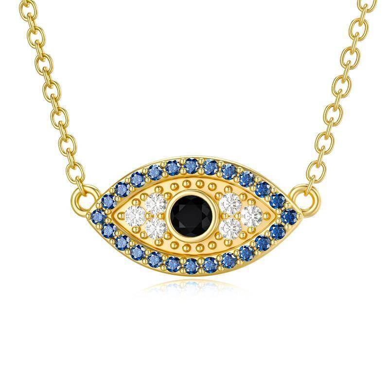 Collar con colgante de ojo turco de circonita cúbica en oro de 18 quilates-1