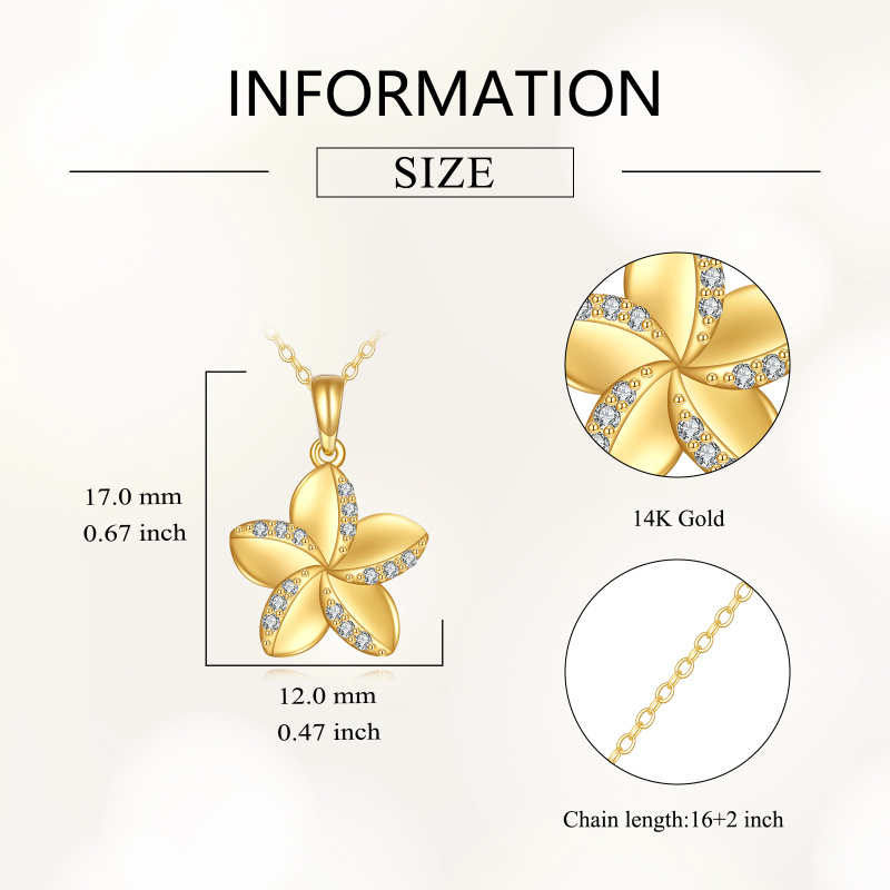 Collier avec pendentif en forme de fleur en zircone cubique doré 18K-4