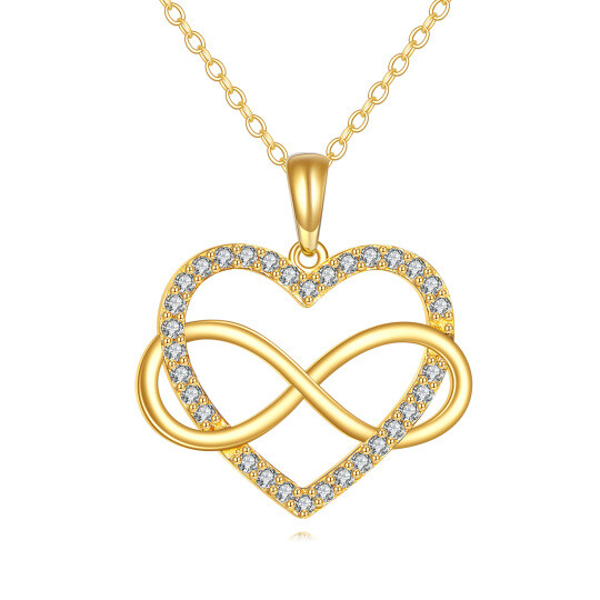 Collier avec pendentif en or 10K orné d'un cœur et d'un symbole de l'infini en zircone cubique