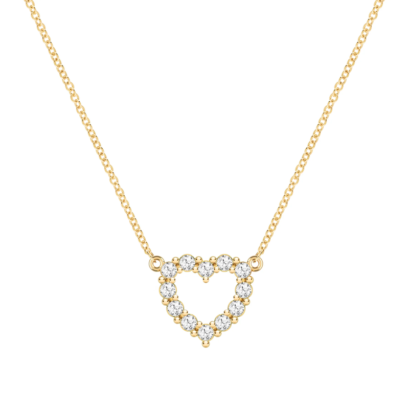 14K Gold Cubic Zirconia Heart Necklace for Women-1