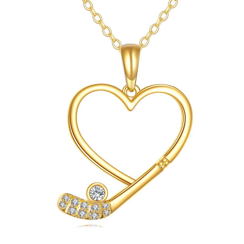 Collar de corazón con circonitas cúbicas de oro de 10 quilates para mujer-1