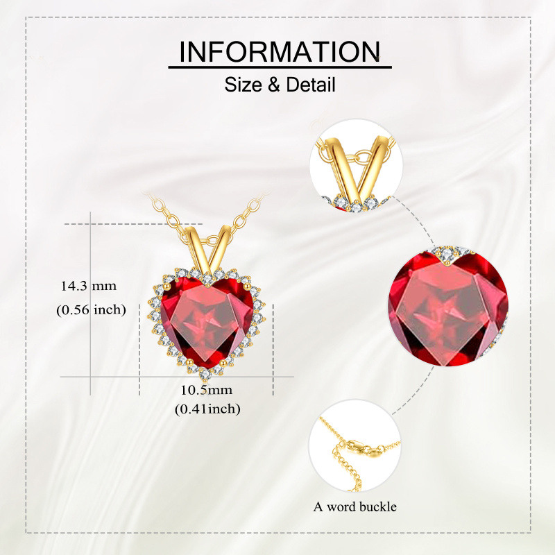 Collier avec pendentif en forme de cœur en or 18K et zircon cubique-5