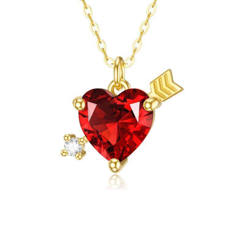 Collar con colgante de corazón de circonita cúbica en oro de 9 quilates-1