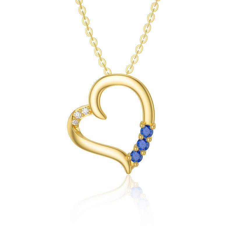 18K Gold Cubic Zirconia Heart Pendant Necklace-1