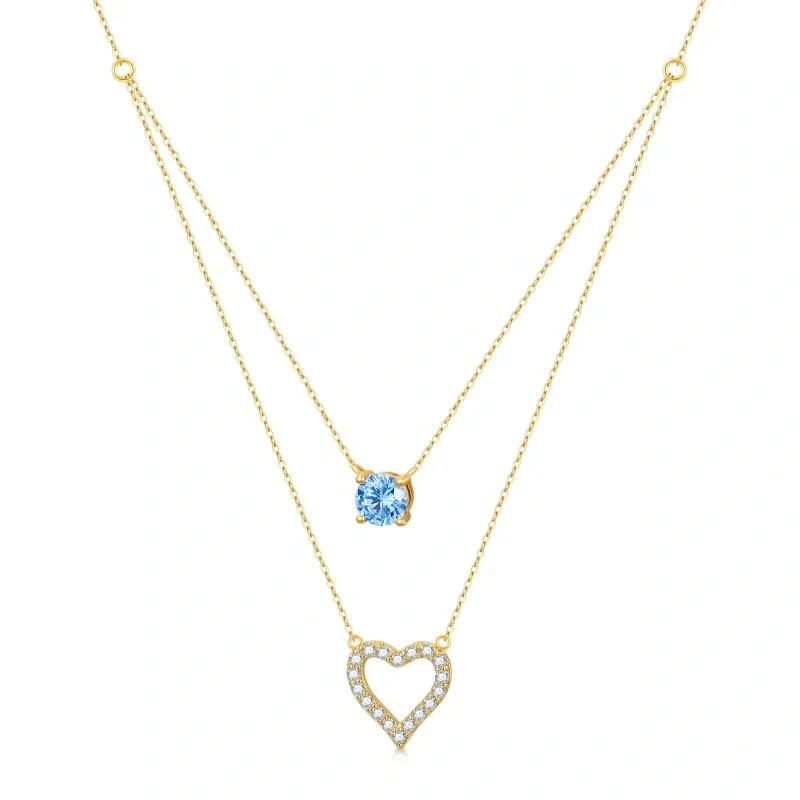 Collier pendentif cœur en or 18 carats et zircone cubique-1