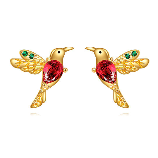 10K-Gold-Ohrstecker mit Kubikzirkon in Kolibri-Form