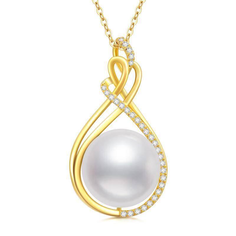 Collar con colgante de símbolo infinito de circonita cúbica en oro de 10 quilates-1