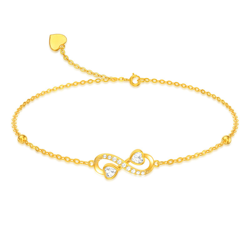 18K Gold Cubic Zirconia Infinity Symbol Charm Bracelet-1