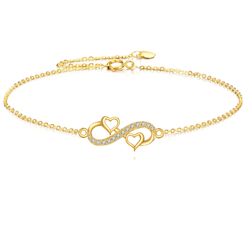 Bracelet breloque en or 10K avec symbole de l'infini en zirconium cubique-1