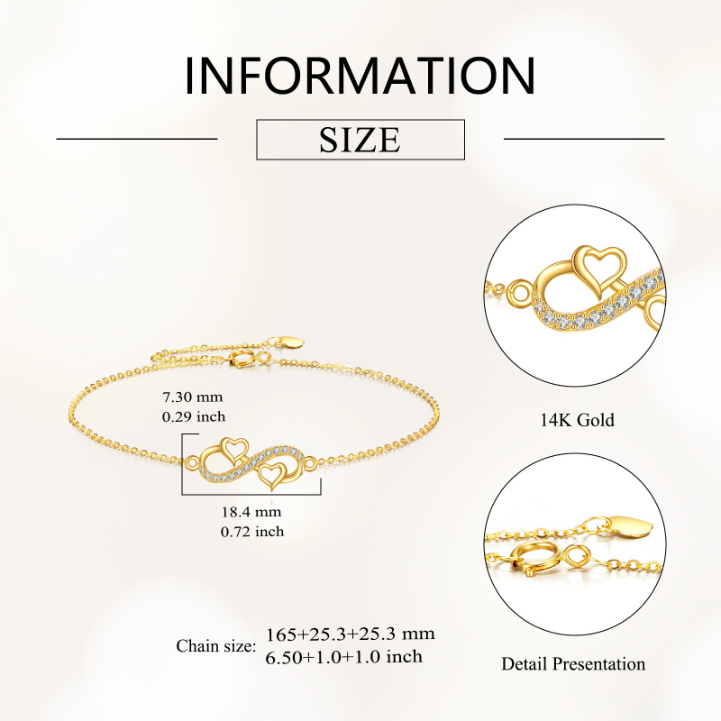 Bracelet breloque en or 10K avec symbole de l'infini en zirconium cubique-4