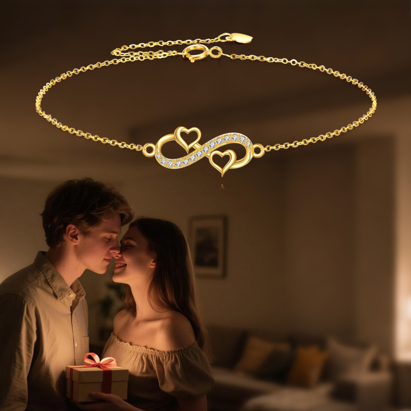 Bracelet breloque en or 10K avec symbole de l'infini en zirconium cubique-5