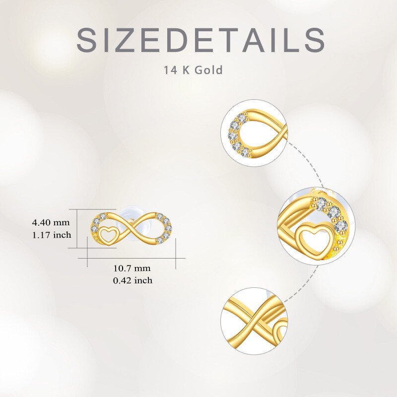 10K Gold Cubic Zirconia Infinity Symbol Stud Earrings-5