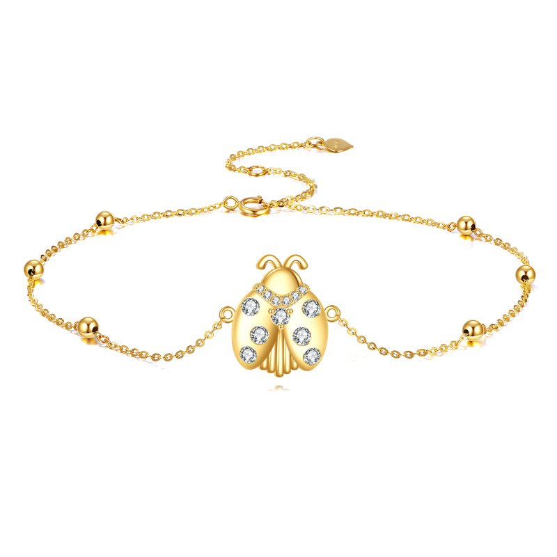 Marienkäfer-Charm-Armband aus 14-karätigem Gold mit Zirkonia-1