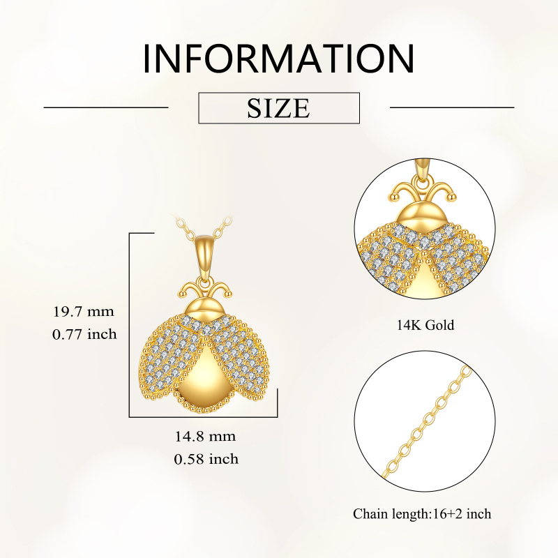 18K Gold Cubic Zirconia Ladybug Pendant Necklace-4