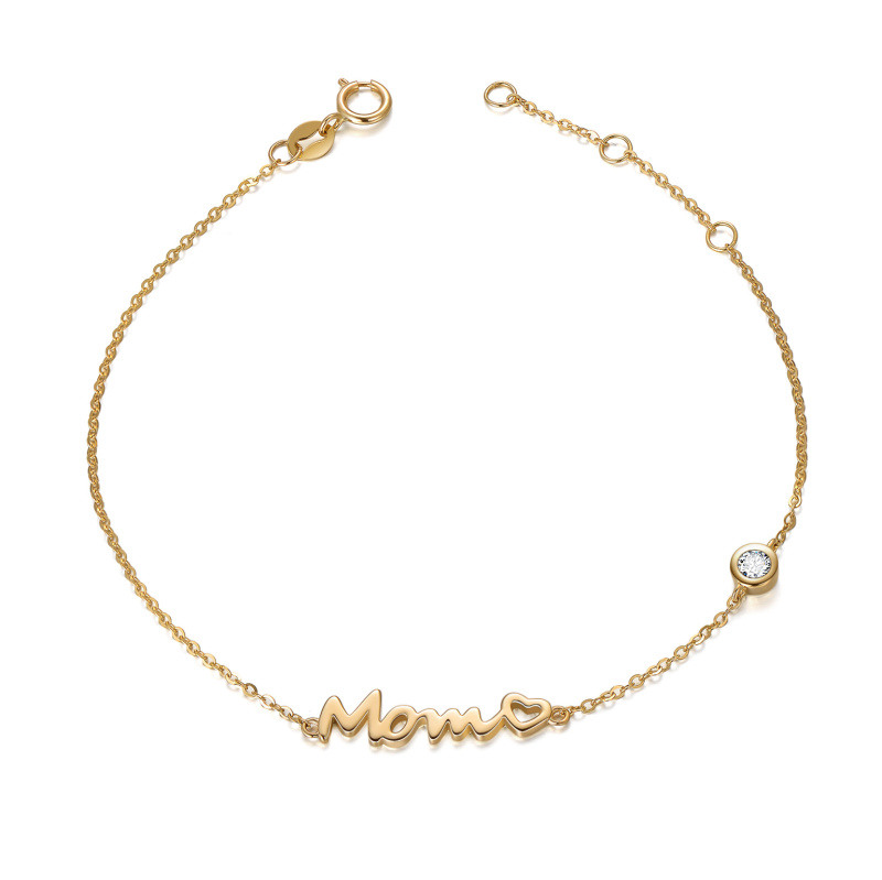 Pulsera con dije chapada en oro de 10 quilates y circonitas cúbicas con nombre-1