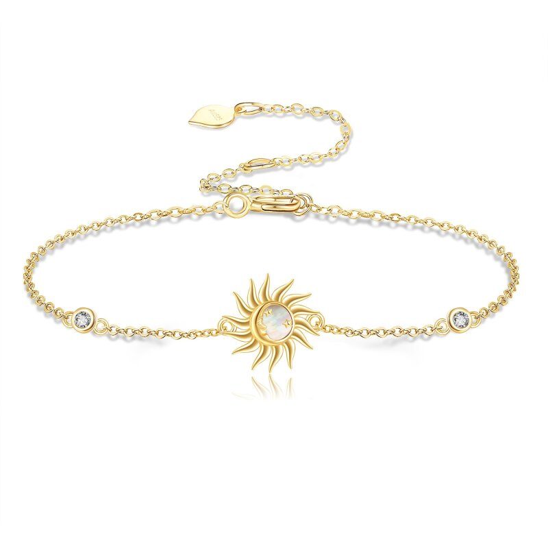 18K Gold Cubic Zirconia & Opal Sun Bracelet for Women-1