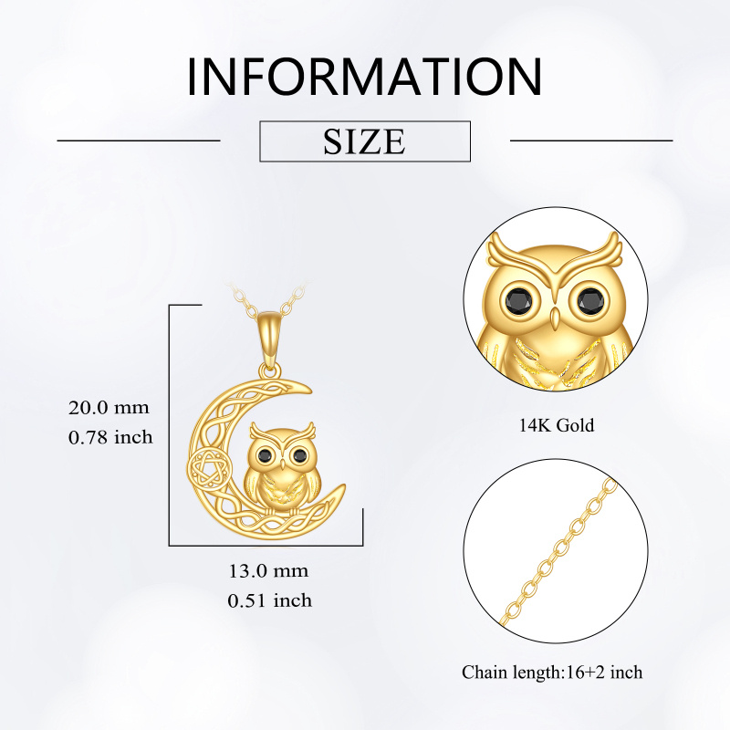 10K Gold Cubic Zirconia Owl & Celtic Knot Pendant Necklace-4