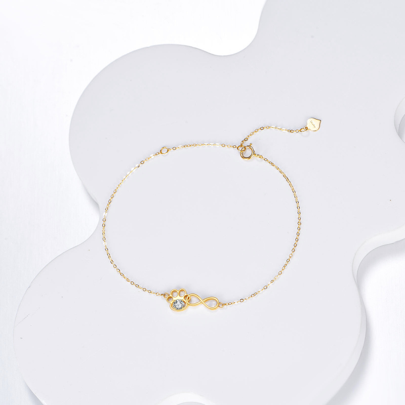 14K Gold Cubic Zirconia Paw Charm Bracelet-3
