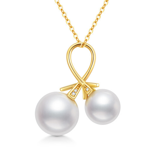 Collier à pendentif symbole de l'infini en or 10K avec zircon cubique et perles