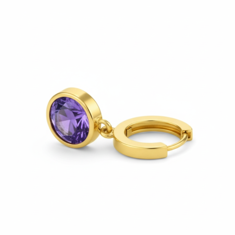 10K Gold Cubic Zirconia Personalized Birthstone Drop Earrings-3