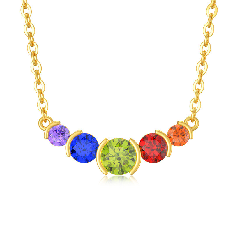 Collar con colgante de piedra natal personalizado de circonita cúbica en oro de 14 quilates-1