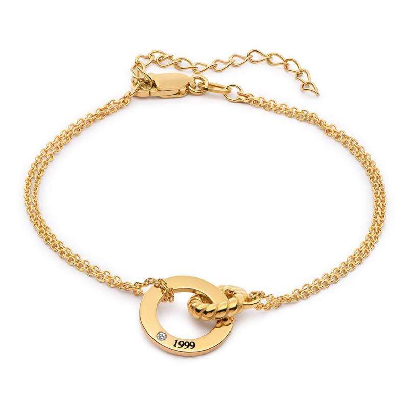 Pulsera de oro de 18 quilates con circonitas cúbicas y grabado personalizado para mujer-1