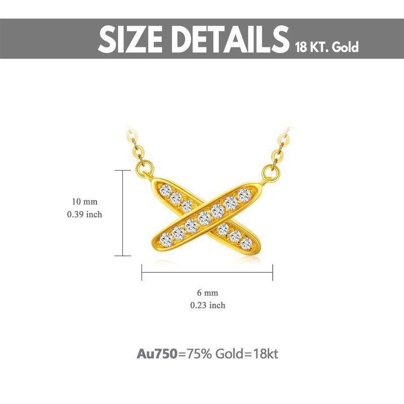 Collar con colgante de letra inicial personalizada con circonita cúbica de oro de 18 quilates-5