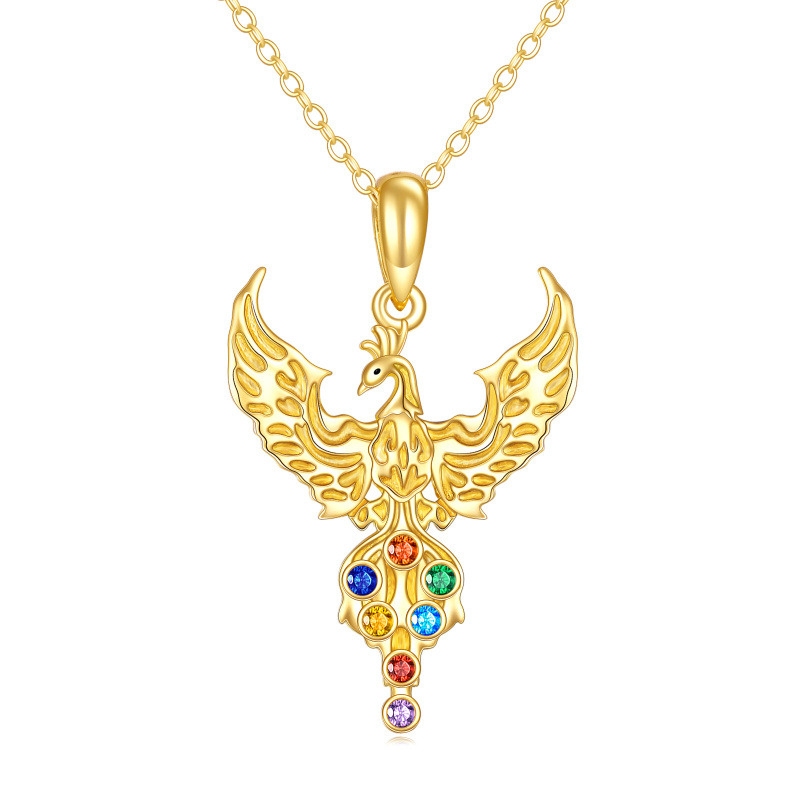 18K Gold Cubic Zirkonia Phoenix Anhänger Halskette-1