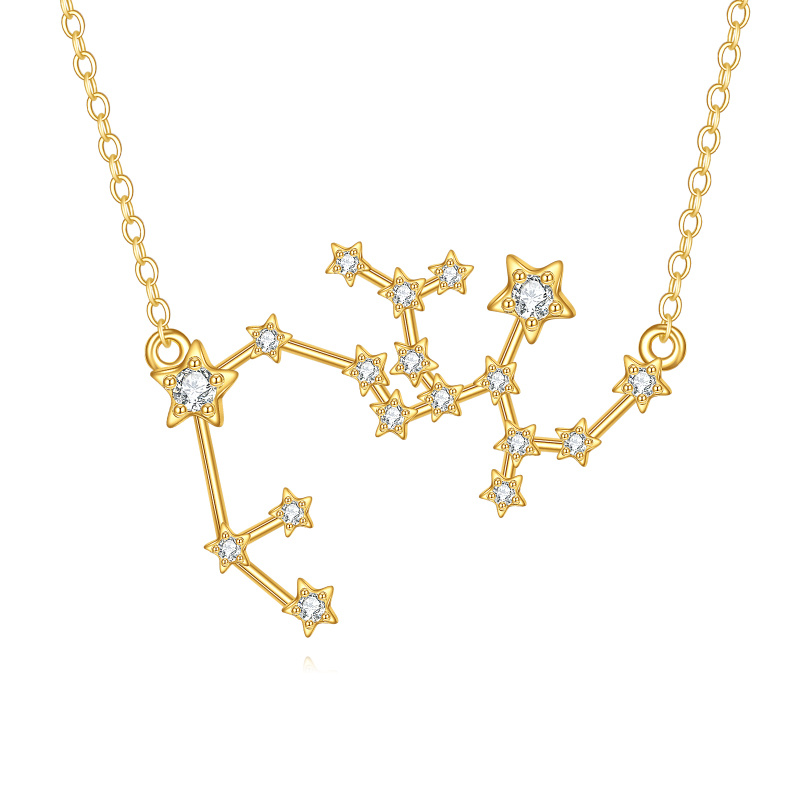 Collar con colgante de Sagitario en oro de 18 quilates con circonitas cúbicas-1