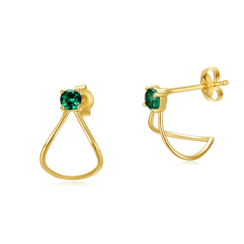 Boucles d'oreilles puces en or 14 carats et zirconiums cubiques-1