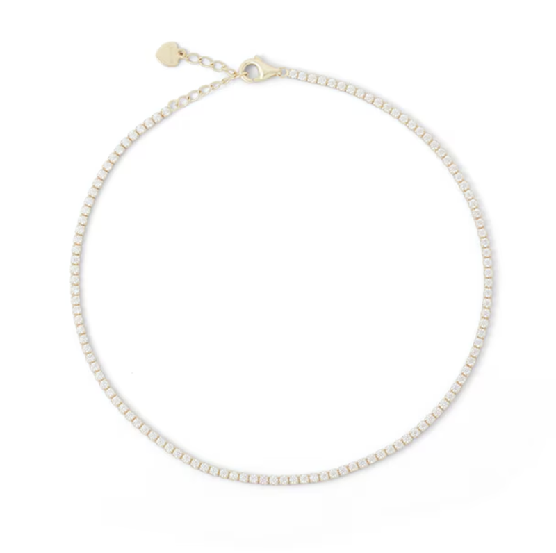 Bracelet de cheville tennis en or 14 carats et zircon cubique, 1,2 mm-1