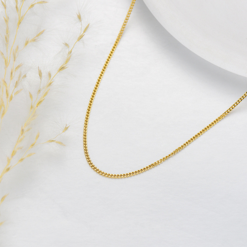 14K Gold Curb Link Chain Necklace-4