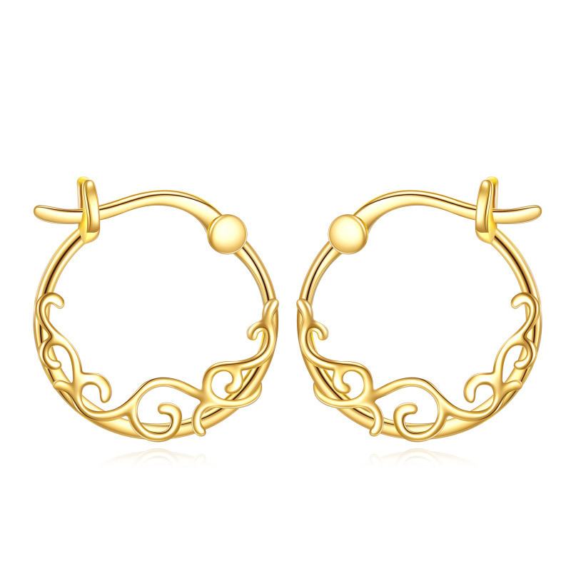 Pendientes de aro de narciso de oro de 14 quilates-1
