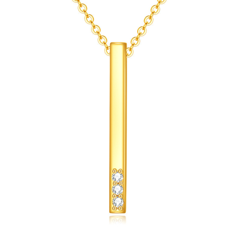 14K Gold Diamond Bar Necklace-1