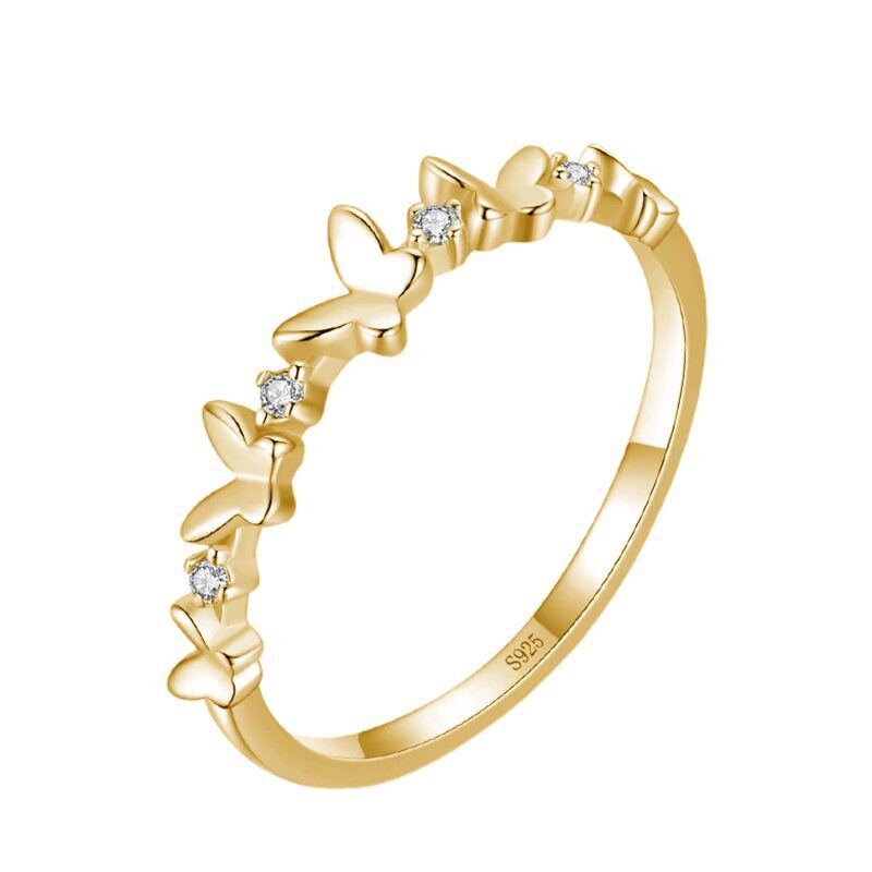 Anillo de mariposa personalizado con diamantes en oro de 10 quilates y certificación IGI 3EX-2