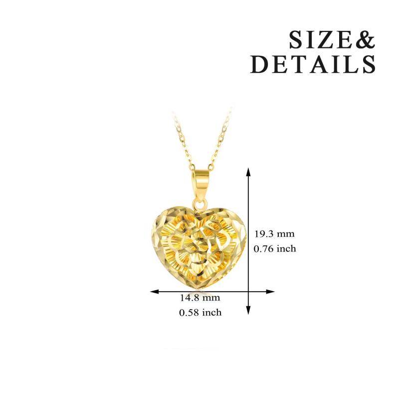 Collier en or 14K avec pendentif filigrane en forme de cœur taillé en diamant-6