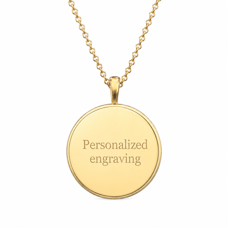 10K Gold Diamond Engravable & Compass Pendant Necklace for Men-3