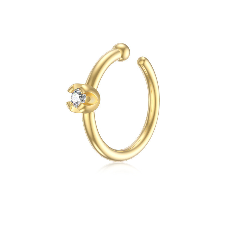 14K Gold Diamond Flowers Nose Ring-1