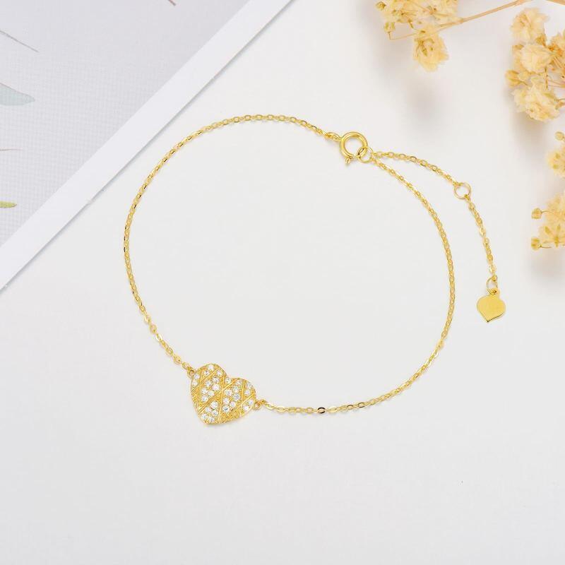Bracelet en or 10K avec pendentif en forme de coeur et diamant-4