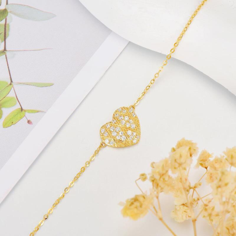 Bracelet en or 10K avec pendentif en forme de coeur et diamant-5