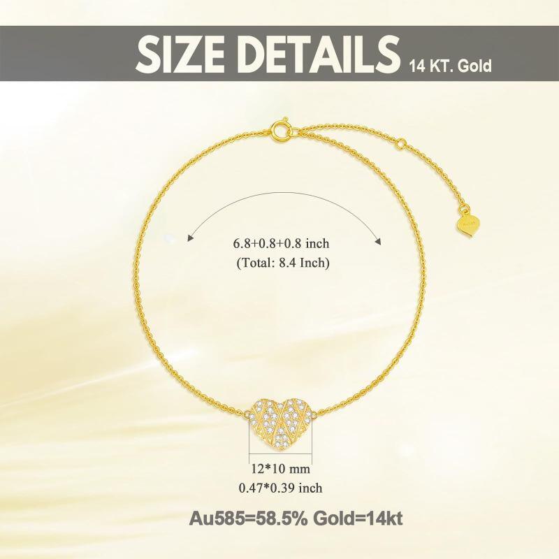 Bracelet en or 10K avec pendentif en forme de coeur et diamant-6