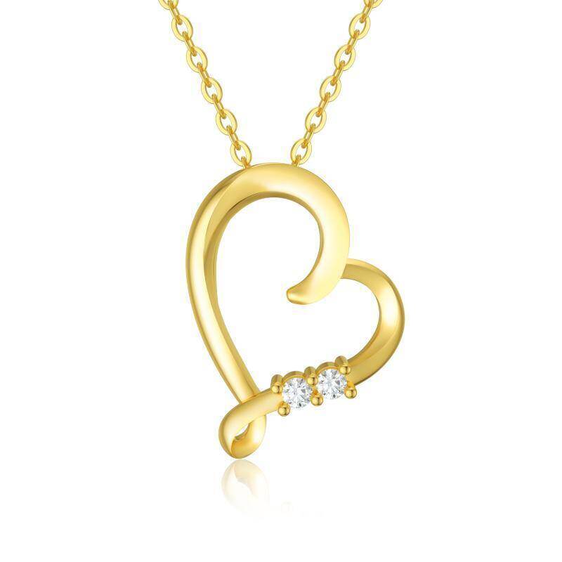 Collar con colgante de corazón de diamante en oro de 14 quilates-1
