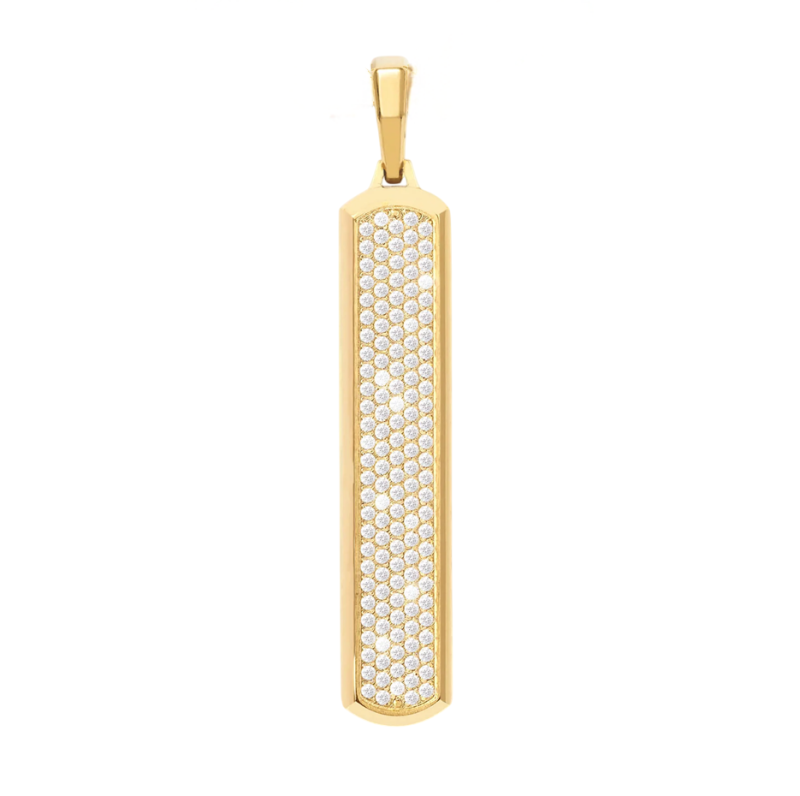 Sterling Silver with Yellow Gold Plated Diamond Iced Out Skyline Pendant-1