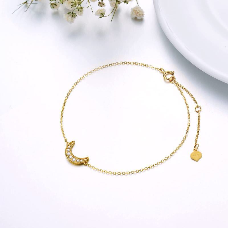 Pulsera con colgante de luna de diamantes en oro de 14 quilates-3