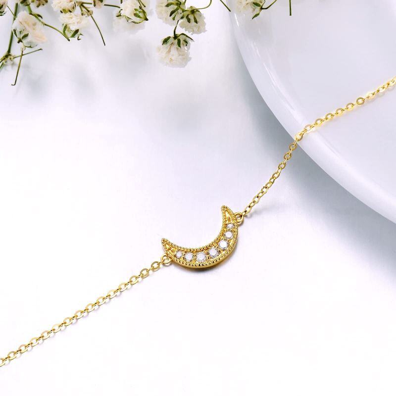 Pulsera con colgante de luna de diamantes en oro de 14 quilates-4