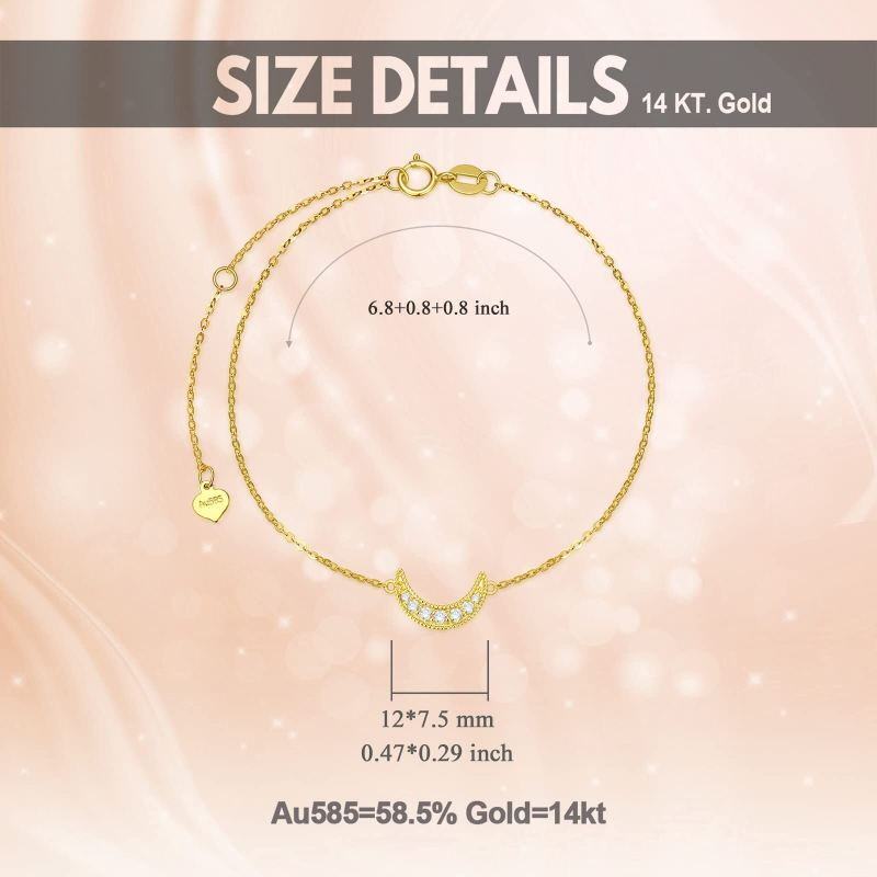 Pulsera con colgante de luna de diamantes en oro de 14 quilates-5